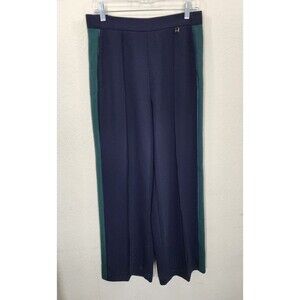 Ted Baker London Clarpa Wide Leg Pants US 6 (TB Size 2) Navy Green Side Stripe